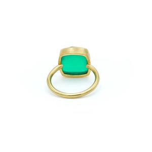 Bague tendance en or plaqué 18 carats avec onyx vert taille coussin serti clos, certifiée par un tiers, cadeau de mariage/fête pour elle, en gros - Product Image 4