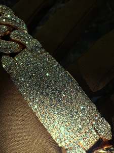 Chaîne cubaine entièrement pavée de pierres, plaqué or rose 14K, style Hip Hop de luxe, unisexe, vente en gros, logo personnalisé en usine, certifié IGI - Product Image 4