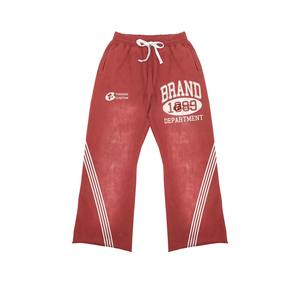 Premium Custom Men's High Quality Fleece Streetwear Cropped Flare Sweatpants Hoodie Sets Screen Printing Acid <b>Wash</b> Set - Product Image 3