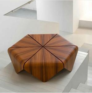 Table d'appoint moderne en bois faite à la main petite table basse en bambou couleur bois naturel rotative pour meubles de salon - Product Image 3