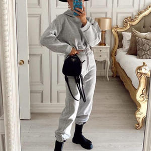 Ensemble survêtement en molleton brodé uni décontracté pour femmes 2024, 2 pièces, logo personnalisé, écologique, respirant, 360g, toutes saisons - Product Image 2