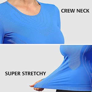Top de compresión ligero para correr para mujer, manga larga, secado rápido, alto elástico, atlético, gimnasio, Fitness, camisa de entrenamiento de talla grande - Product Image 4