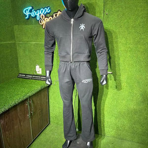 Conjunto Deportivo de Felpa Francesa con Capucha y Estampado Personalizado de Fábrica 2025, Top Corto y Pantalones Jogger de Algodón para Hombre - Product Image 1