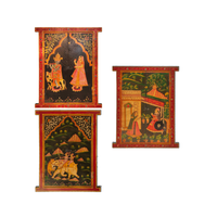 Cadre de fenêtre Jharokha en bois peint à la main, Artisanat d'art, Radha Krishna, Éléphant, Sawari, Roi, Reine, Décoratif, Diwali, Anniversaire, Mariage