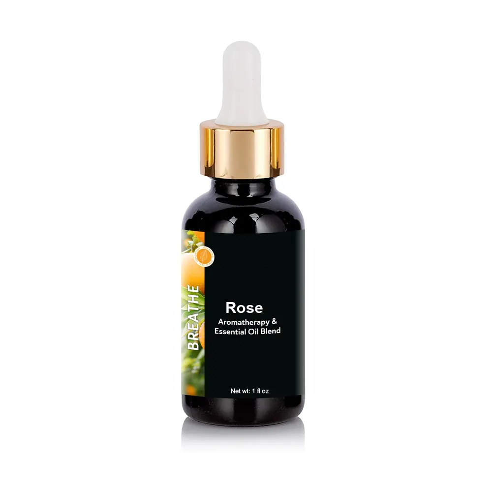 Label pribadi 100 persen minyak esensial terapi murni aromaterapi alami mawar dibuat di Amerika Serikat