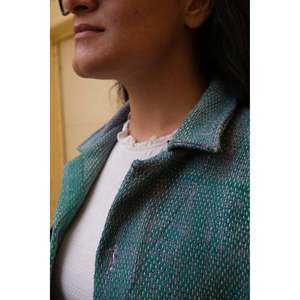 Vintage <b>Linen</b> Patchwork Kantha Shirt with Embroidery Decoration - Product Image 6