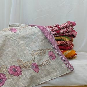 Vintage-Style Cotton Kantha <b>Throw</b> Boho Chic Kantha <b>Quilt</b> Bedding - Product Image 1