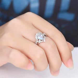 หินพลอยมูนสโตนสีรุ้งธรรมชาติดีไซน์ใหม่หรูหราเครื่องประดับทอง14kt แข็งปรับแต่งแหวนเพชรจริง - Product Image 6