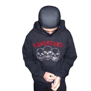 Sweat à capuche surdimensionné unisexe avec strass, vêtement de rue, automne hiver, pull bedozzled bling, logo brillant - Product Image 2