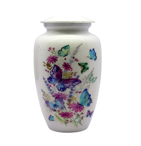 Pot de récipient blanc urne de crémation urnes papillon standard pleine taille pour cendres souvenir pour cendres adulte femme taille personnalisée - Product Image 1