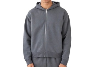 Ensemble court à capuche à manches longues de style pour hommes vêtements d'hiver Offre Spéciale couleur unie conception personnalisée ensemble court à capuche - Product Image 4