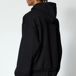 2025 sweat à capuche et sweats en coton surdimensionné noir pour hommes étiquette de marque personnelle personnalisée conception d'épaule tombante pour l'hiver - Product Image 2