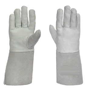 ถุงมือเชื่อมหนังวัวยาวทนทานต่อความร้อนดีไซน์แยกชิ้นส่วนสำหรับใช้ในอุตสาหกรรม - Product Image 1