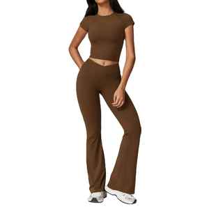 Conjunto de Yoga de 2 Piezas para Mujer, Talla Grande, Estilo Urbano, Transpirable, de Spandex/Poliéster, Ropa Deportiva - Product Image 5