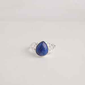 Bague en argent sterling avec lapis-lazuli bleu ovale taillé à la main, certifiée IGI, élégante, cadeau pour femme - Product Image 3