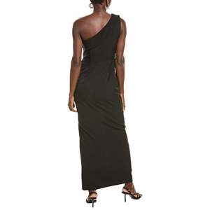 Abito lungo monospalla nero in crêpe con volant Vince Camuto, silhouette aderente, vita naturale, taglia 8 - Product Image 2