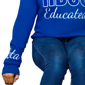 HBCU Zeta Chenille Sudadera Algodón Fleece Sorority Apparel Bordado Zeta Phi Beta Blue Pullover HBCU Educado Top - Product Image 6