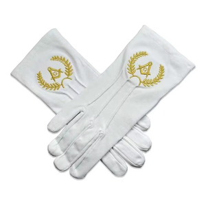 Gants blancs de broderie maçonnique personnalisée gant de franc-maçon en coton de haute qualité Royal Arch logo gants maçonniques blancs - Product Image 2