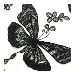 Kain Bordir Mewah CXT004-<span class=keywords><strong>2</strong></span> 100% Poliester Tulle Lace Bordir Kupu-kupu 3D Besar - Product Image 6