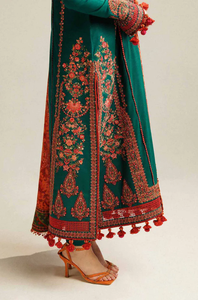 Traje de tres piezas de invierno para mujer, traje de sudor bordado de Color Dhanak, Ropa Étnica pakistaní/India - Product Image 3