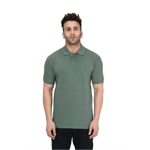 Camiseta de mezcla de algodón con cuello de Polo liso para hombre, camiseta verde oscuro de poliéster de secado rápido, Color verde, camiseta Polo con logotipo personalizado - Product Image 1