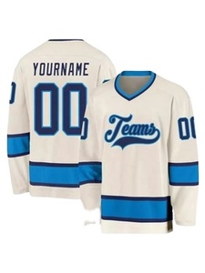 Maillot de hockey sur glace unisexe personnalisé, sublimation intégrale sur le devant, col en V, manches longues, 100 % polyester respirant, anti-UV, vêtements de sport pour adultes - Product Image 2