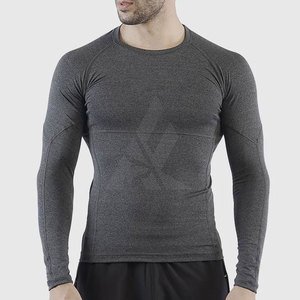T-shirts teints unis à motif de compression à séchage rapide pour hommes avec marque privée-Prix de gros - Product Image 4