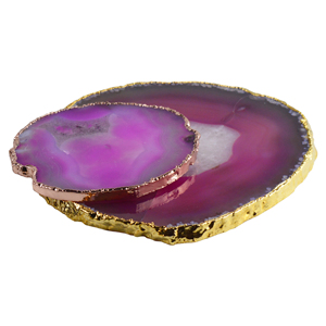 Colorful Agate <b>Coaster</b> Best for Home Decor Hotel and Restaurant Decor With <b>Gold</b> / Copper Plated Finishing <b>Coaster</b> Design - Product Image 1