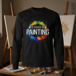 T-shirt à manches longues promotionnel avec motif abstrait 'Je préfère peindre', 'J'aime dessiner', 'Peintre', 'Couleur', 'Art', 'Palette de peinture', 'Pinceau', 'Composition' - Product Image 3