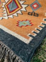 Geometrische abstrakte Muster hand gewebte moderne Dhurrie großflächige indische Wolle Jute Teppich für Home Prayer Wohnzimmer Schlafzimmer