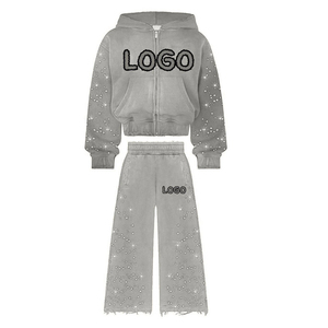 Conjunto Deportivo Personalizado de Alta Gama para Hombre con Lavado Ácido y Diseño Estampado, Sudadera con Capucha y Cremallera Completa y Pantalones Jogger - Estilo Urbano - Product Image 4