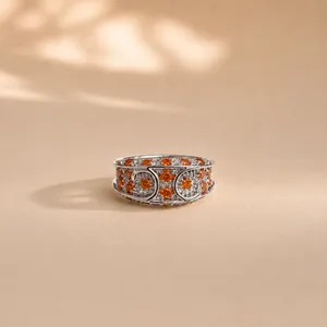 Bague d'éternité vintage plaquée or rose, motif soleil, bijoux en or 18 carats et cuivre - Product Image 2