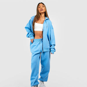 Conjunto personalizado de chándales de invierno para mujer, conjunto de 2 piezas a la moda, chándal para correr para mujer con capucha para exteriores, servicio OEM - Product Image 1