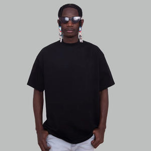 Venta al por mayor primavera nueva llegada 350gsm prenda teñida sólido de punto Formal de gran tamaño de manga corta de los hombres camiseta Ringspun algodón - Product Image 6