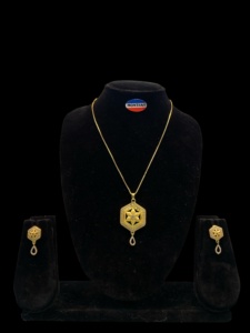 Montana Women's Classic Heart Shape Natural Stone <b>Charm</b> Pendant Set with Brass Plating <b>for</b> Wedding Engagement - Product Image 2