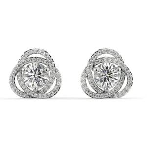 Boucles d'oreilles clous en forme de croix halo en moissanite ronde mignonne pour femmes - Product Image 6