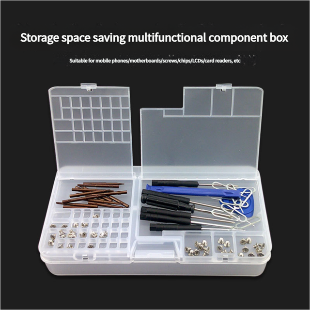 Hardware Tool Organizer Double-Layer Transparent PP Case for Professional Mobile Phone Repair Shops IC Chip Screw Component Box