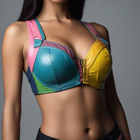 Soutien-gorge en cuir respirant sexy personnalisé pour femme, une pièce, sans bretelles, sans armatures, push-up, design tricoté, contourné, avec col halter et effet aquatique