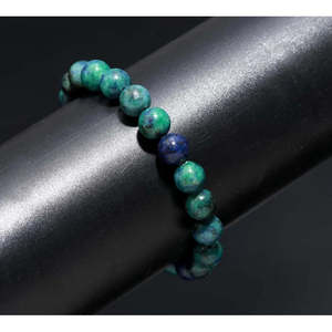 100% Natural Azurite Crystal Unisex <b>Bracelet</b> 7 Inches Stretch with 8 mm Round Beads Everyday Wear - Product Image 3