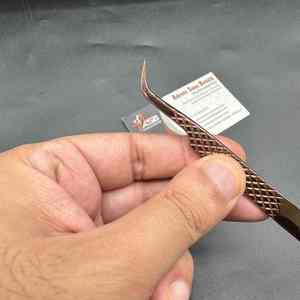 Pinzas de extensión de pestañas de volumen clásico, pinzas de pestañas de marca privada de acero inoxidable sostenible con plasma de oro rosa - Product Image 2