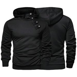 Nuevo transpirable botón Arriba francés Terry Pullover Casual Street Wear sudaderas con capucha para hombres - Product Image 6