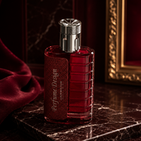 Flacon de parfum 100 ml en verre avec étui en cuir texturé, rechargeable, vide, pour homme, emballage de parfum, marque privée