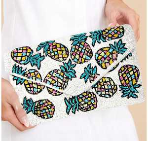 กระเป๋าคลัทช์สะพายข้างสไตล์โบฮีเมียนสุดหรูกระเป๋าถือทรงลูกปัดสับปะรดและคริสตัลไรน์สโตนทันสมัยของขวัญสำหรับตอนเย็น - Product Image 1