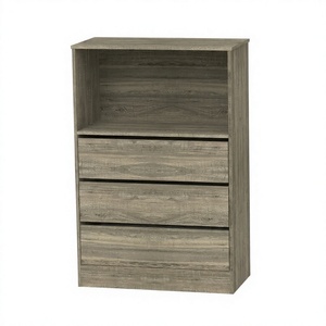 Chic 1738 <b>Modern</b> Wood 3 Drawer Storage Chest Particle Board Open <b>Shelf</b> Bookcase Cabinet Dark Sonoma Oak Organizer Living Room - Product Image 2