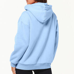 Sudadera con Capucha Deportiva de Color Sólido para Mujer, Estilo Holgado, Otoño Invierno, Logotipo Personalizado en la Parte Delantera, Venta Caliente - Product Image 2