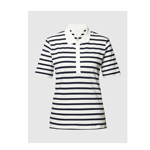 Bajo MOQ Fabricante de fábrica Moda Tallas grandes Manga corta Diseño impreso personalizado Raya Polo para mujer de Bangladesh - Product Image 5