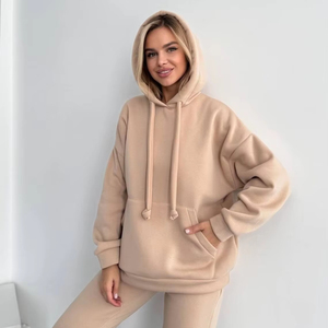 Ensemble survêtement femme vintage personnalisé en molleton respirant avec taille élastique, pantalon cargo sport de haute qualité, ensemble deux pièces pour l'hiver - Product Image 1