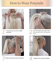 Queue de cheval à enrouler double épaisseur, 60 couleurs, blond platine, en cheveux humains vierges Remy russes européens, extensions DIY à faire soi-même à la maison