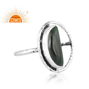 Anillo de Plata de Ley Oxidada con Malaquita Natural, Diseño de Media Luna, Joyería para Mujer, Fabricante de Joyería Personalizada - Product Image 3
