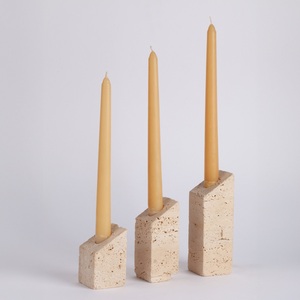 Portavelas de Piedra Travertino Modernos, Diseño Angular Único, Minimalista, Duradero, Realza la Decoración del Hogar Contemporáneo y Elegante - Product Image 3